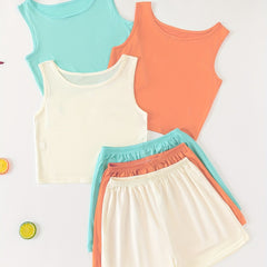 3-Piece Lounge Set Crew Neck Top & Shorts Women's Loungewear