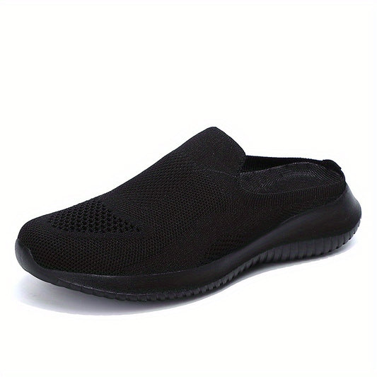 Women's Knit Mule Sneakers Slip On Comfortable Shoes Solid Color