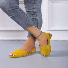 Women's Fabric Peep Toe Flat Sandals Solid Slingback Slip On Shoes