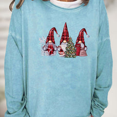 Christmas Santa Print Sweatshirt Women's Crew Neck Casual Long Sleeve