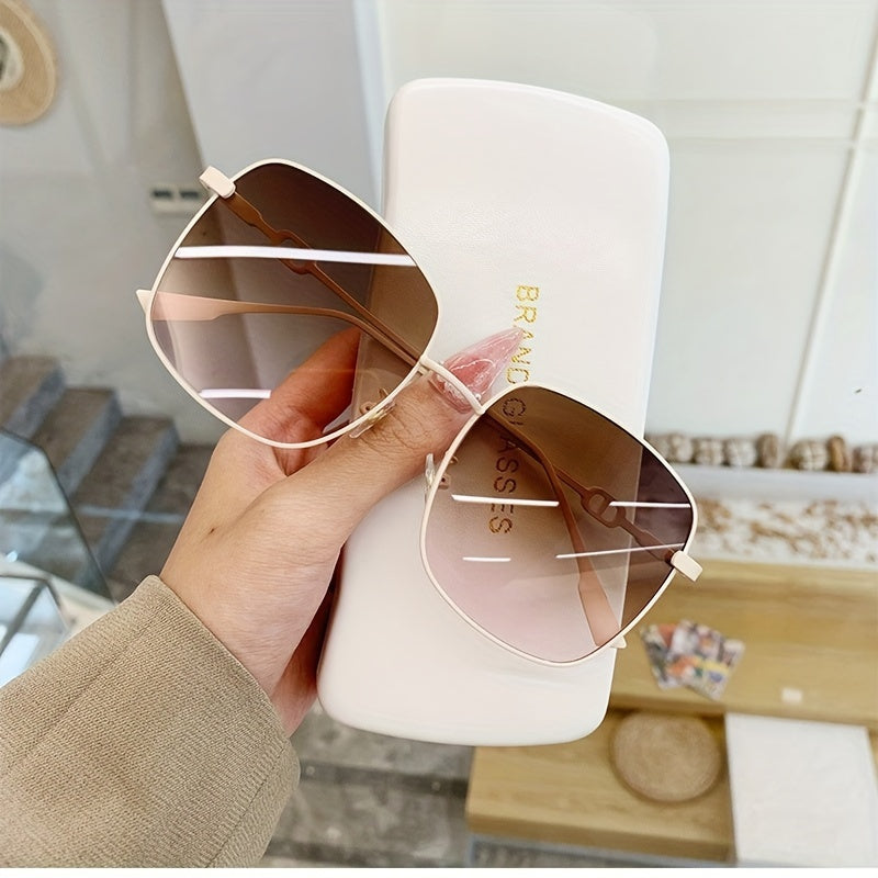 Large Square Frame Gradient Sunglasses Retro Glasses
