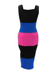 Colorblock Square Neck Maxi Tank Dress