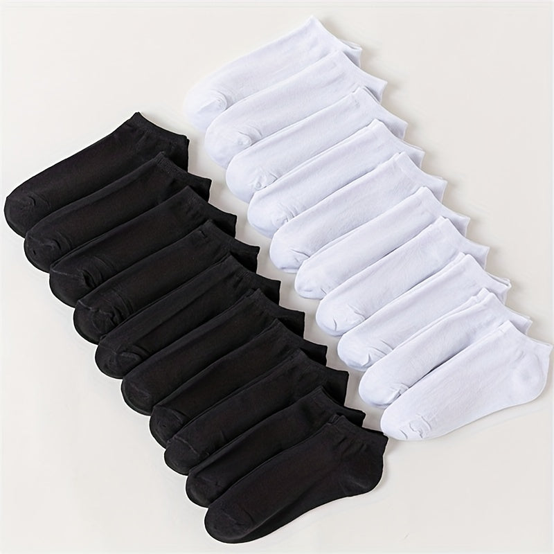 20 Pairs Solid Ankle Socks Comfy & Breathable Women's Stockings