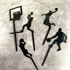 5pcs Boys Basketball Scene Cake Decoration Set