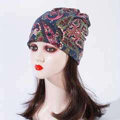 Boho Paisley Print Beanie Vintage Turban Cap Elastic Skull Cap