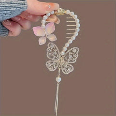 Rhinestone & Pearl Hair Claw Clip for Women Girls