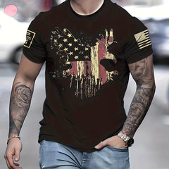 Patriotic Eagle & American Flag 3D Print Men's Graphic T shirt