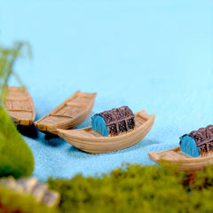 Resin Fishing Boat Fairy Garden Decoration Set