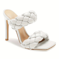 Square Toe High Heels Double Band Stiletto Sandals