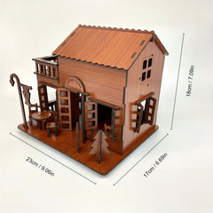 Wooden 3D Puzzle DIY Coffee House Building Model Kit