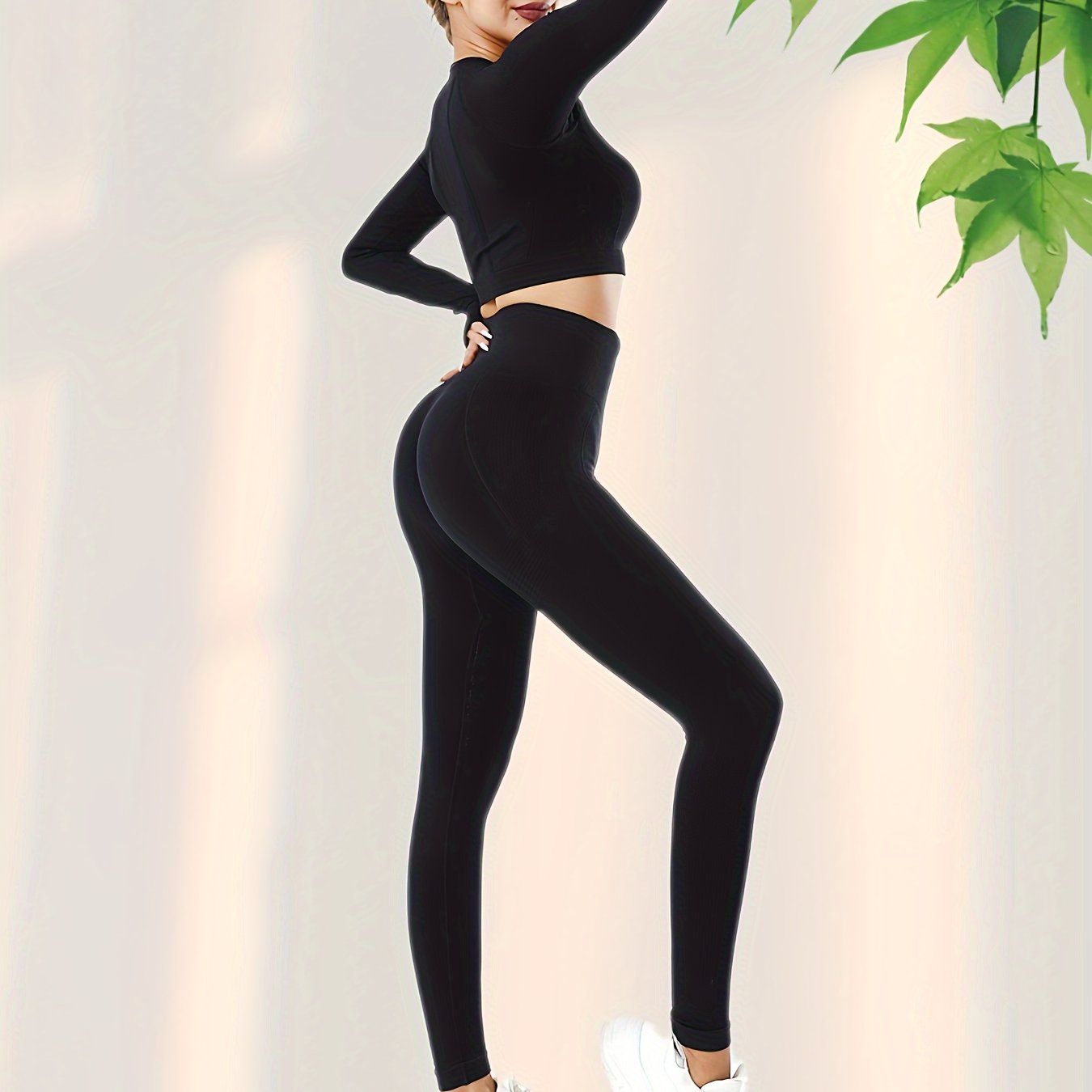Yoga Workout Set Crop Top High Waist Leggings Suit Women's Activewear