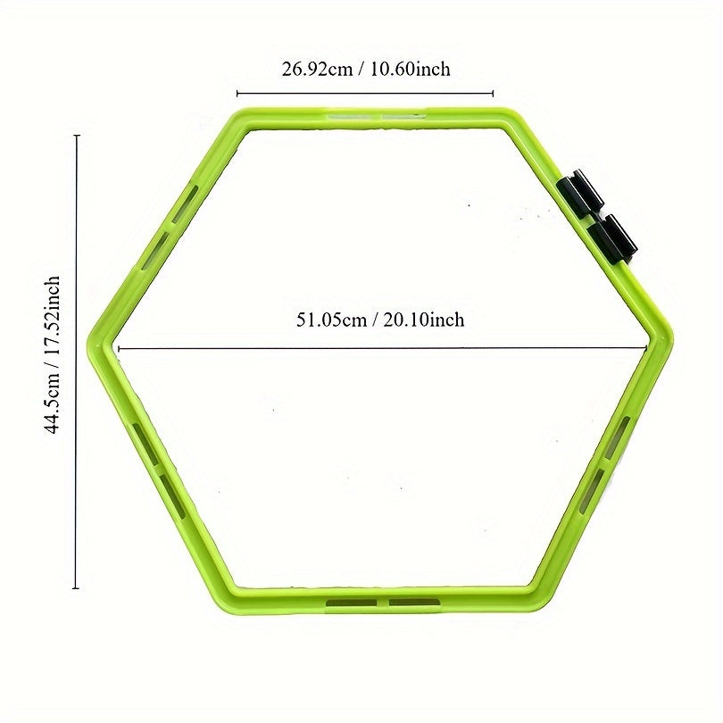 Set of 10 Fluorescent Green Hexagon Agility Rings for Outdoor Sports Training