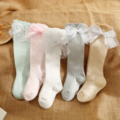 5 Pairs Girls Thin Mesh Breathable Lace Bowknot Socks for Summer