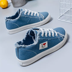 Women's Canvas Lace Up Walking Shoes Low Top Sneakers