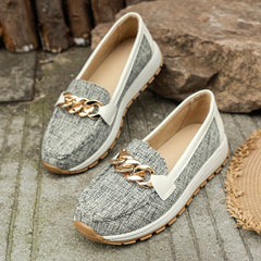 Chain Decor Thick Bottom Soft Comfortable Loafers Shoes