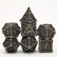 Dragon Scale Metal Dice Set 7-Piece Gift Set Rose Golden Purple