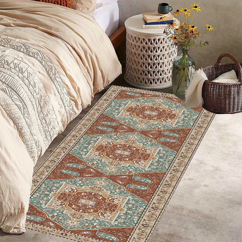 Vintage Leaf Print Kitchen Rug Soft and Absorbent