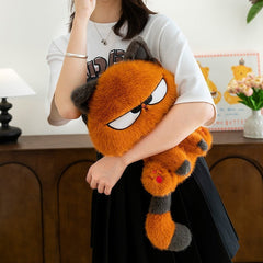 Cartoon Cat Plush Toy with Glasses Soft Polyester Stuffed Animal Light Beige