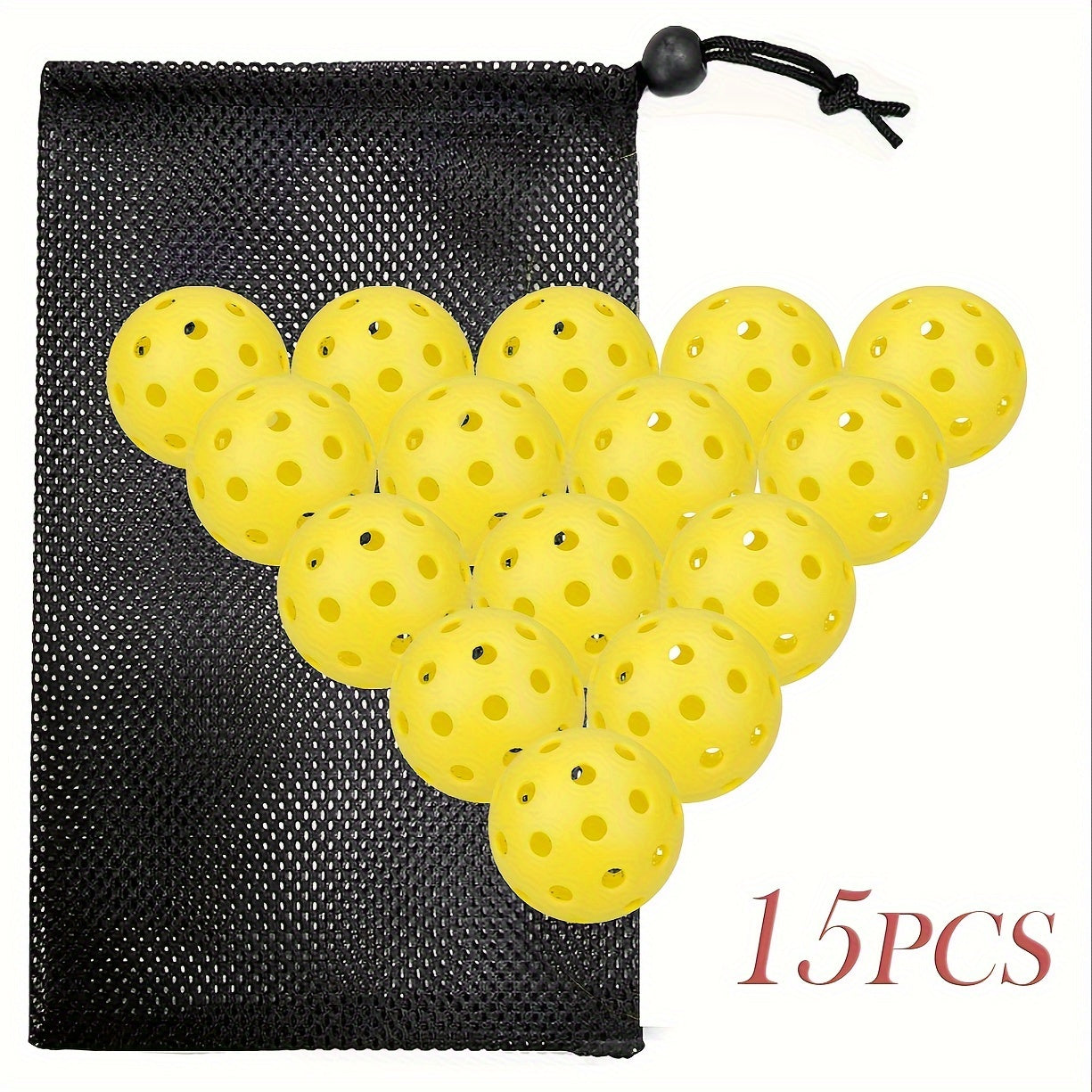 15pcs 40 Holes Pickleball With Tennis Bag for Training