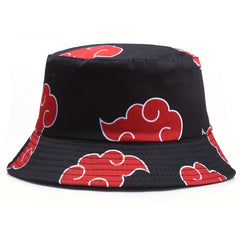 Red Clouds Print Bucket Hat Cartoon Sunscreen Fisherman Cap