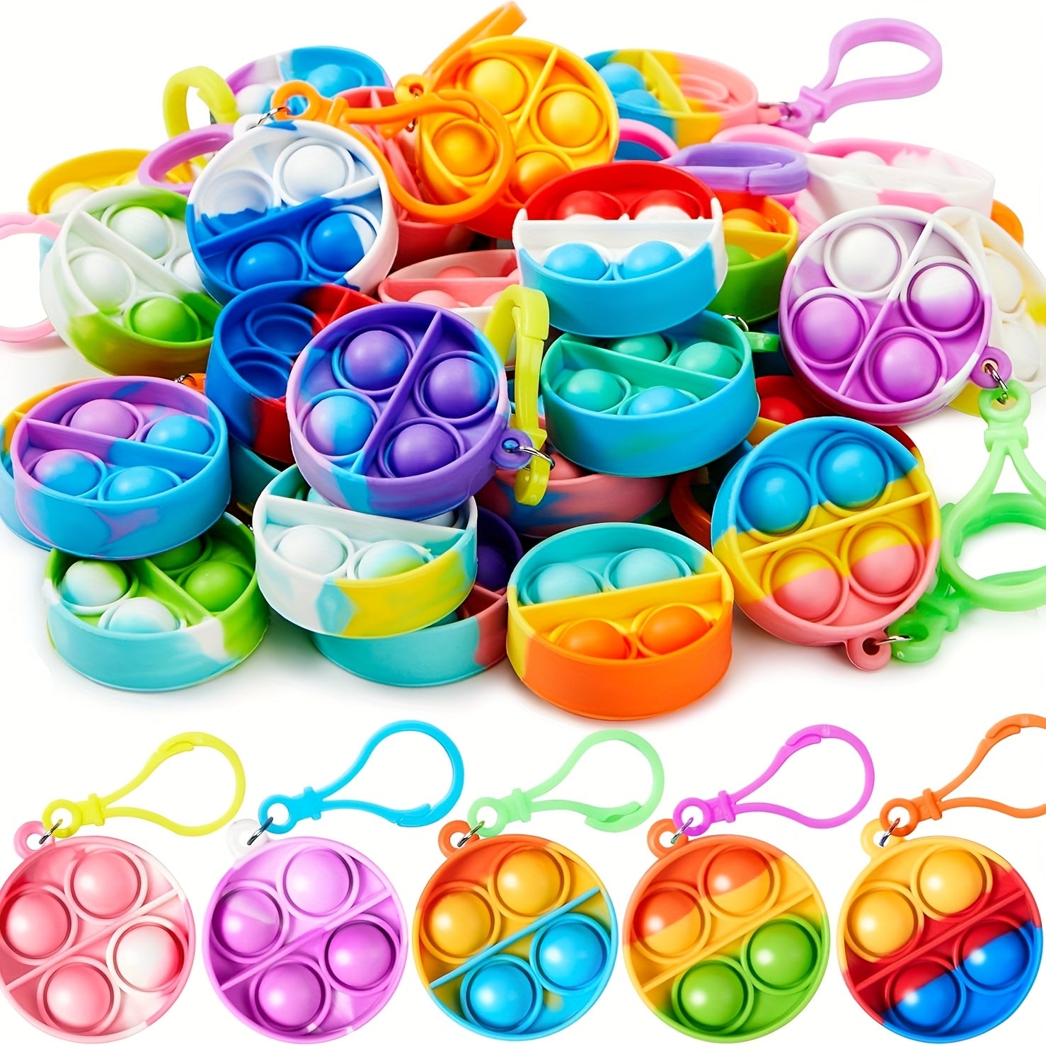 30pcs Mini Silicone Pop Fidget Sensory Toys for Ages 3-6, Party Favors
