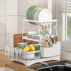 3 Tier Large Dish Drying Rack Organizer with Utensil Holder