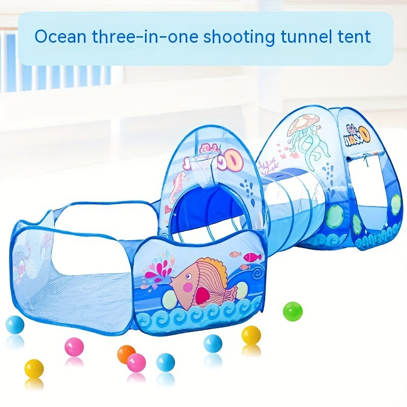 Kids Ocean 3-In-1 Tent Game House Indoor Baby Foldable Toy House