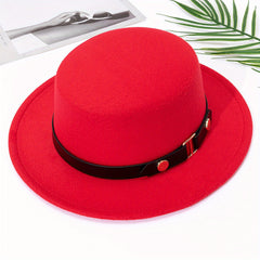 British Style High Symmetrical Top Hat with Round Buckle Belt for Men and Women