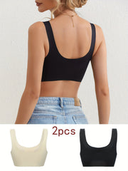2pcs Seamless Wireless Bras Comfy & Soft Intimates Bra Women's Lingerie