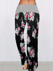 Floral Print Wide Leg Drawstring Pants
