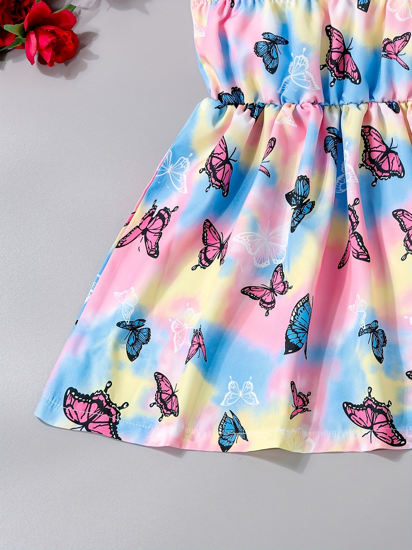 Toddler Girls Tie Dye Butterfly Graphic Cami Dress