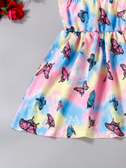 Toddler Girls Tie Dye Butterfly Graphic Cami Dress