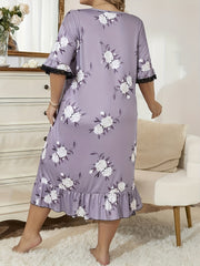 Floral Print Short Sleeve Nightdress