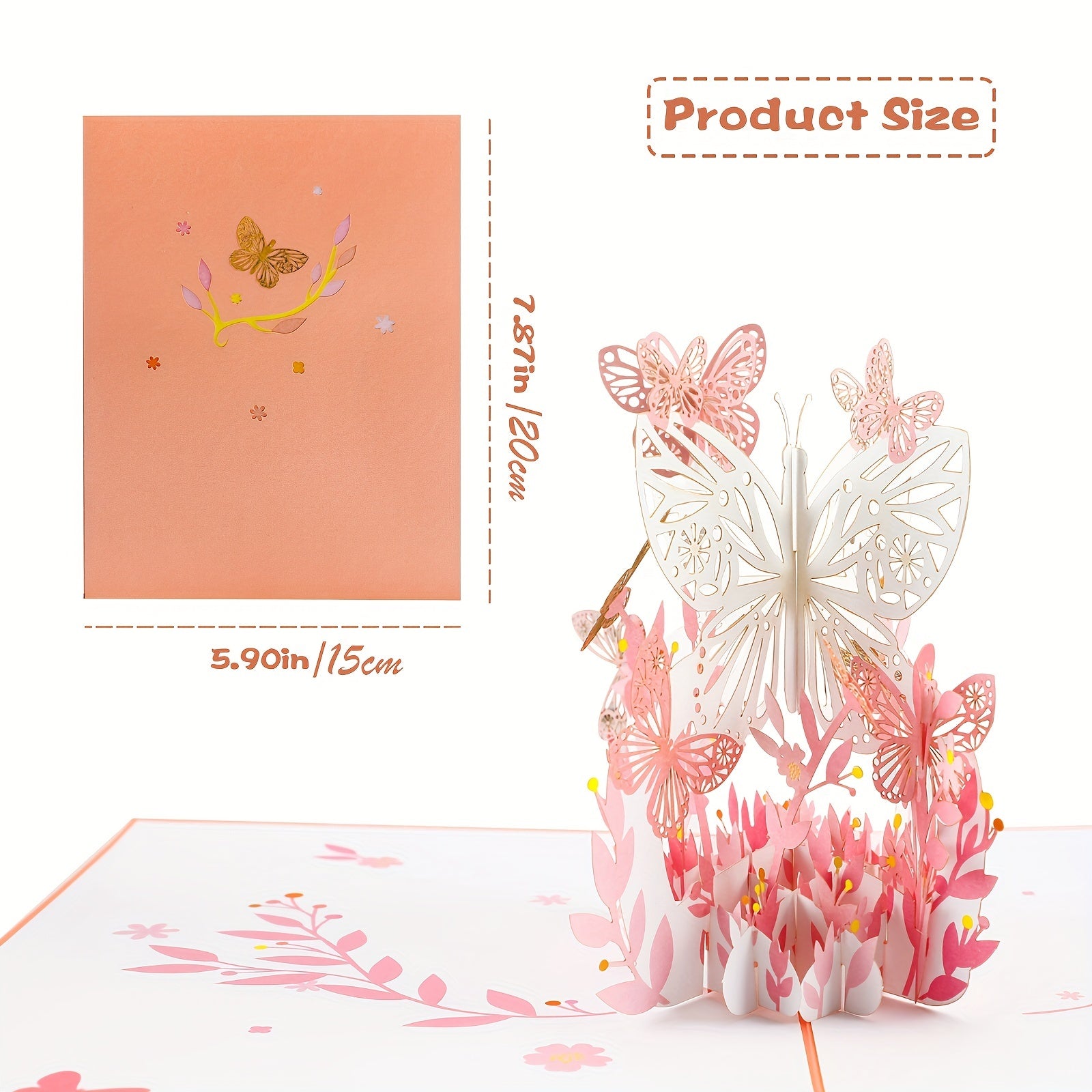 Pink Butterfly Blessing Carving Creative Postcard Anniversary Card