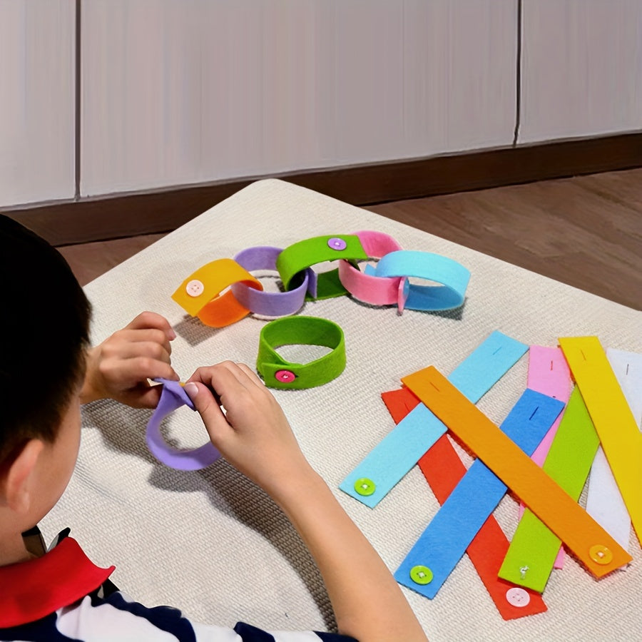Colorful Felt Cloth Fastening Toy Button Bracelets for Kids Educational Toy