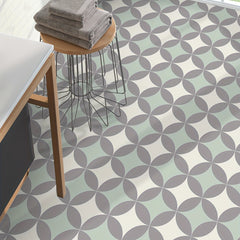 9pcs Gray & Green Floor Tile Sticker Waterproof Vinyl Matte Floor Sticker