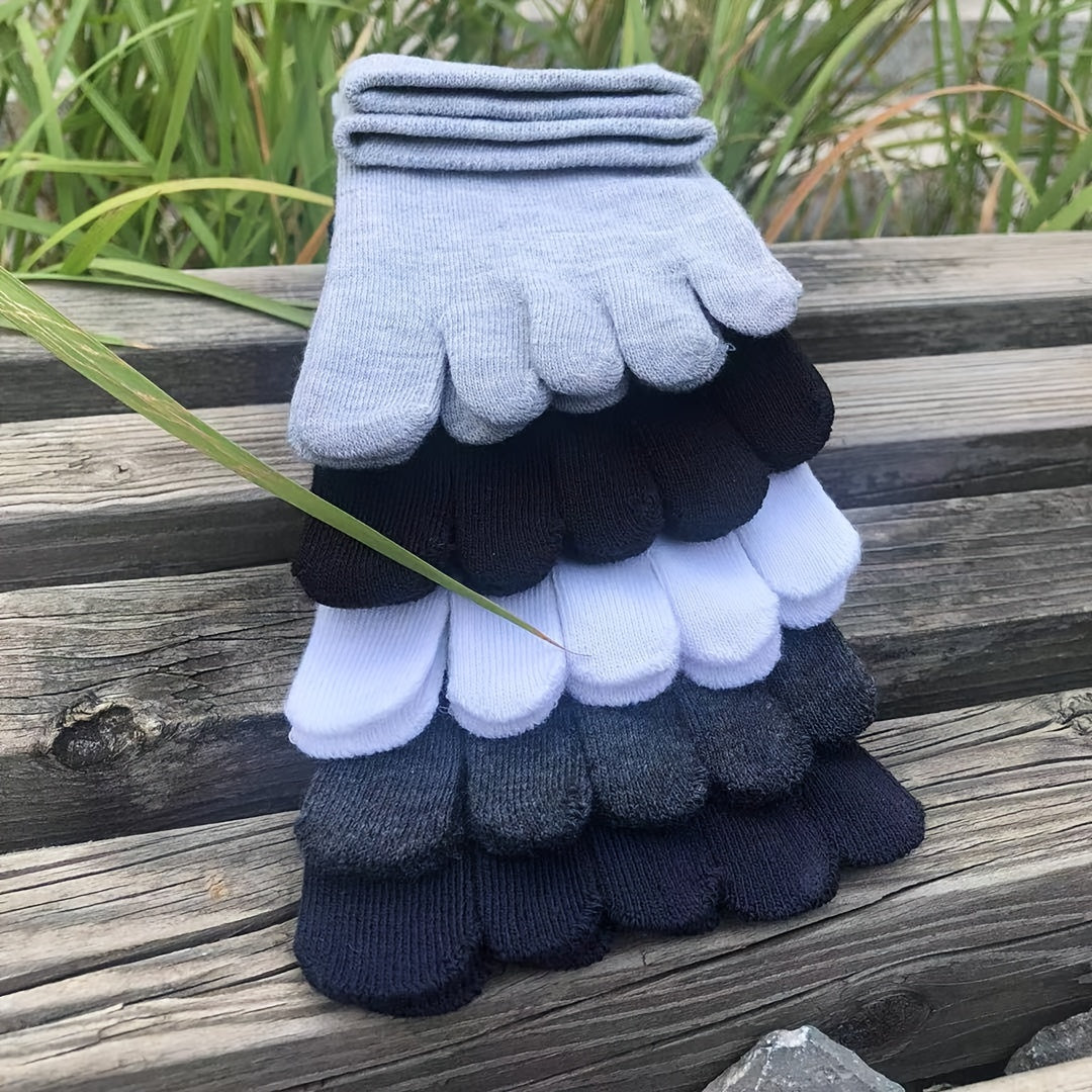 Breathable Moisture Wicking Five Finger Socks Comfortable Solid Short Socks