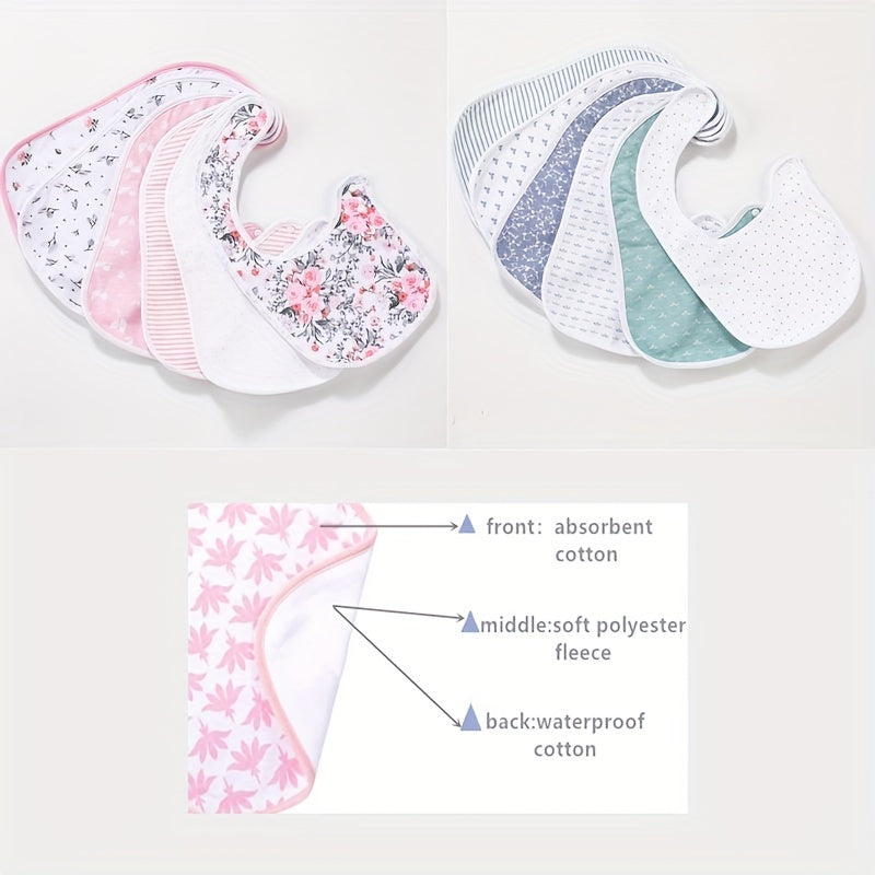 5pcs Waterproof Baby Cotton Bibs for Drooling Teething