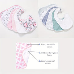 5pcs Waterproof Baby Cotton Bibs for Drooling Teething