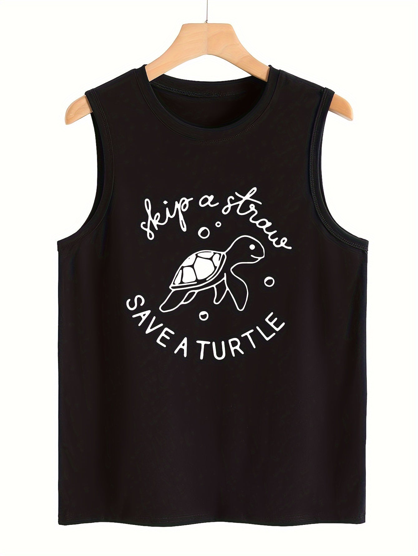 Turtle & Letter Pattern Stretchy Sports Vest Sleeveless Top