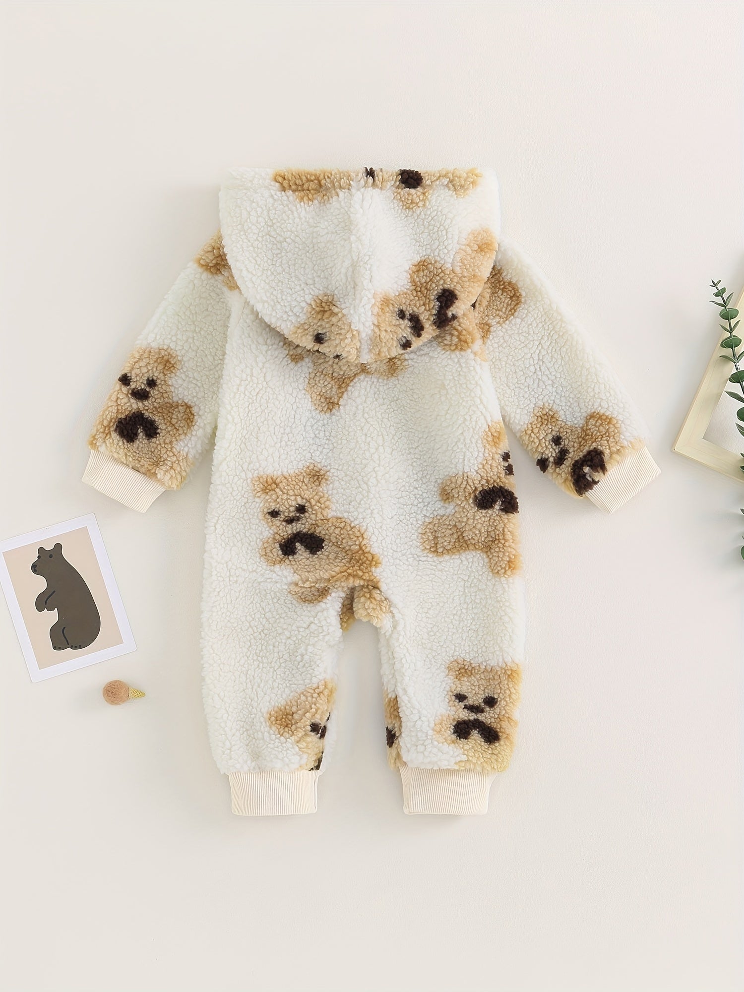 Plush Bear Graphic Hoodie Baby Toddler Jumpsuit
