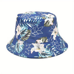 Reversible Leaf Print Bucket Hat Casual Travel Beach Hats Unisex