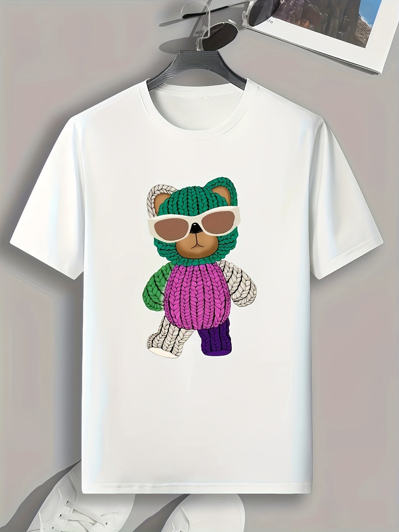 Bear Print Men's Graphic T shirt Casual Comfy Tees For Summer