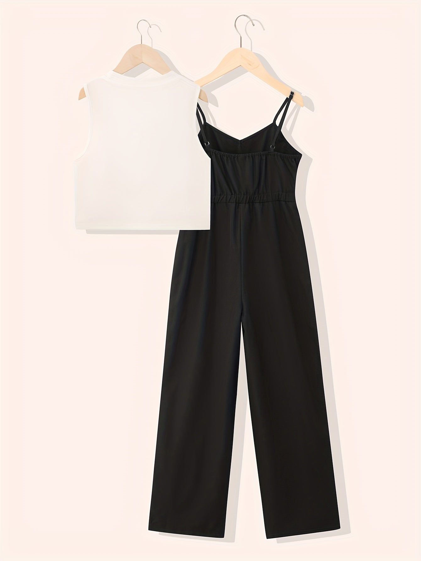 Girl's 2pcs Tank Top & Cami Overalls Set for Summer