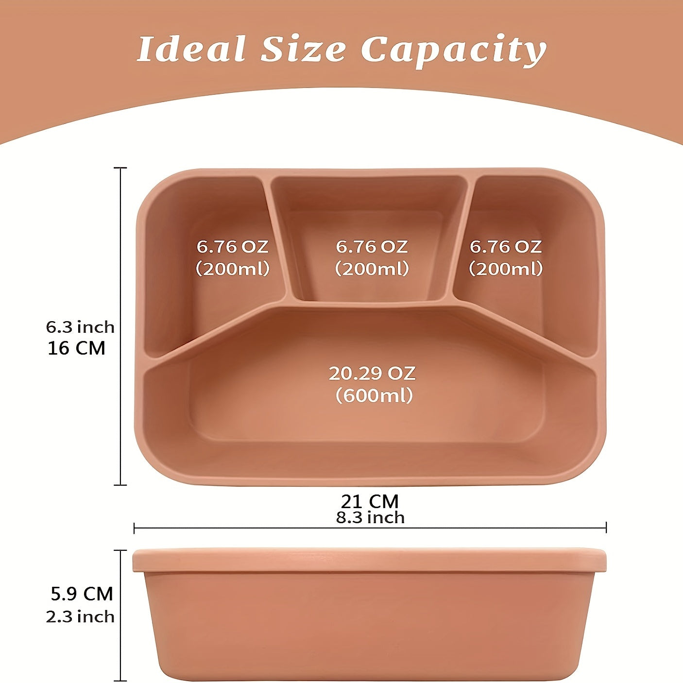 Silicone Lunch Box w/ 4 Compartments Microwaveable Leakproof Bento Box