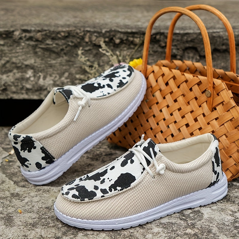 Women's Dairy Cow Pattern Outdoor Shoes Casual Comfortable Walking Shoes