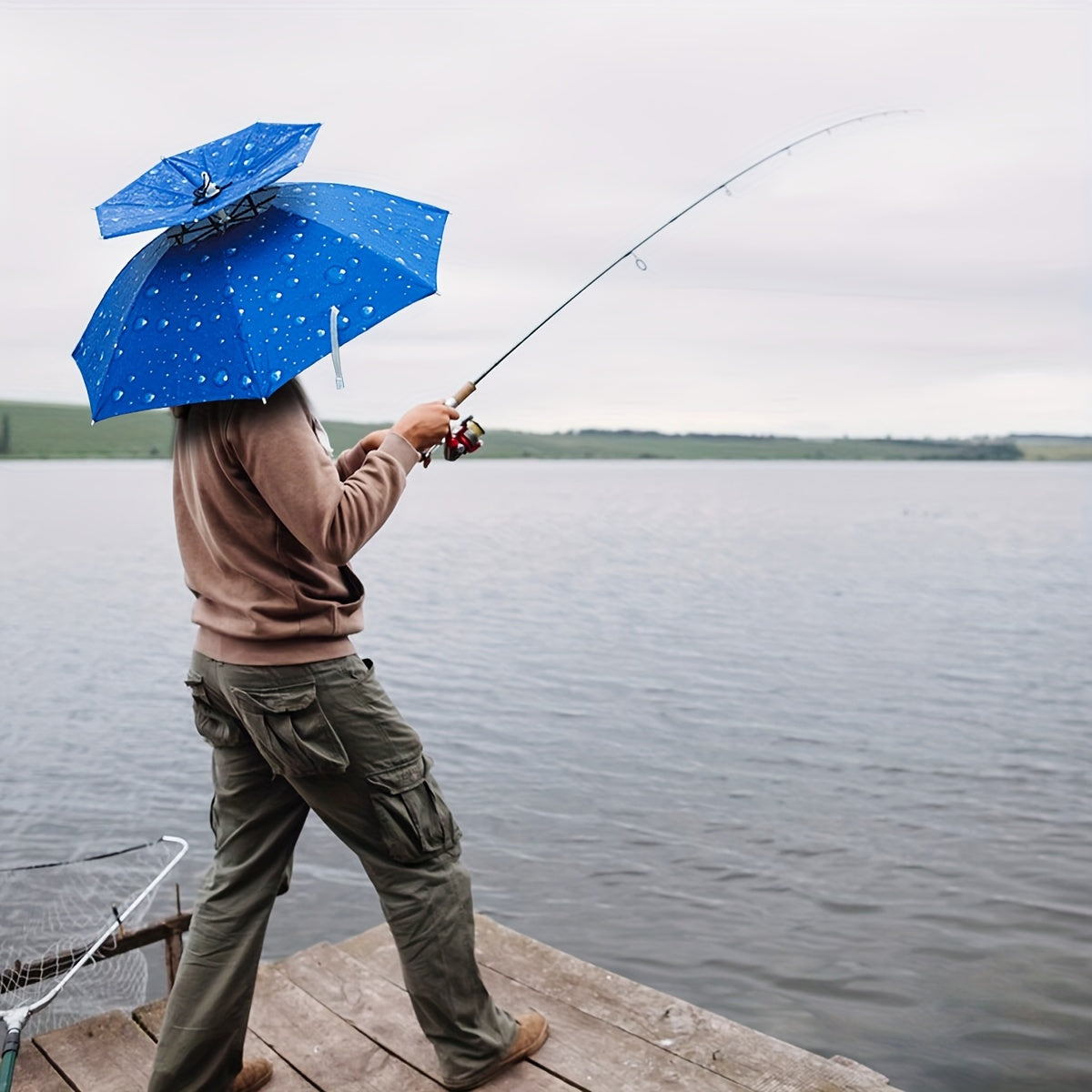 2pcs Double Layer Umbrella Hat Adjustable UV Protection Fishing Umbrella