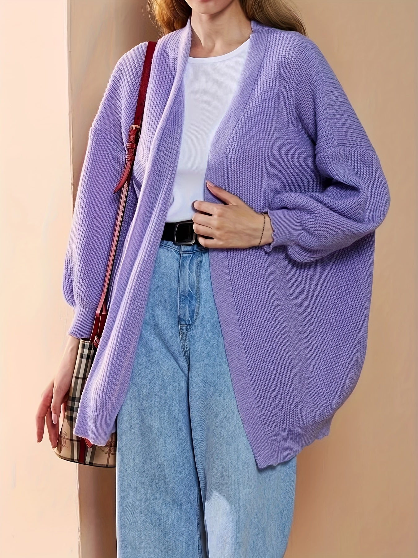 Casual Sweater Women's Plus Knit Cardigan
