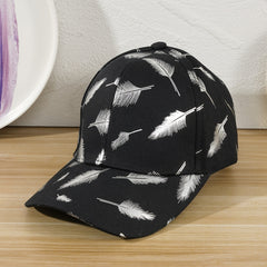 Casual Baseball Cap Bronzing Feather Pattern Outdoor Travel Visor Adjustable
