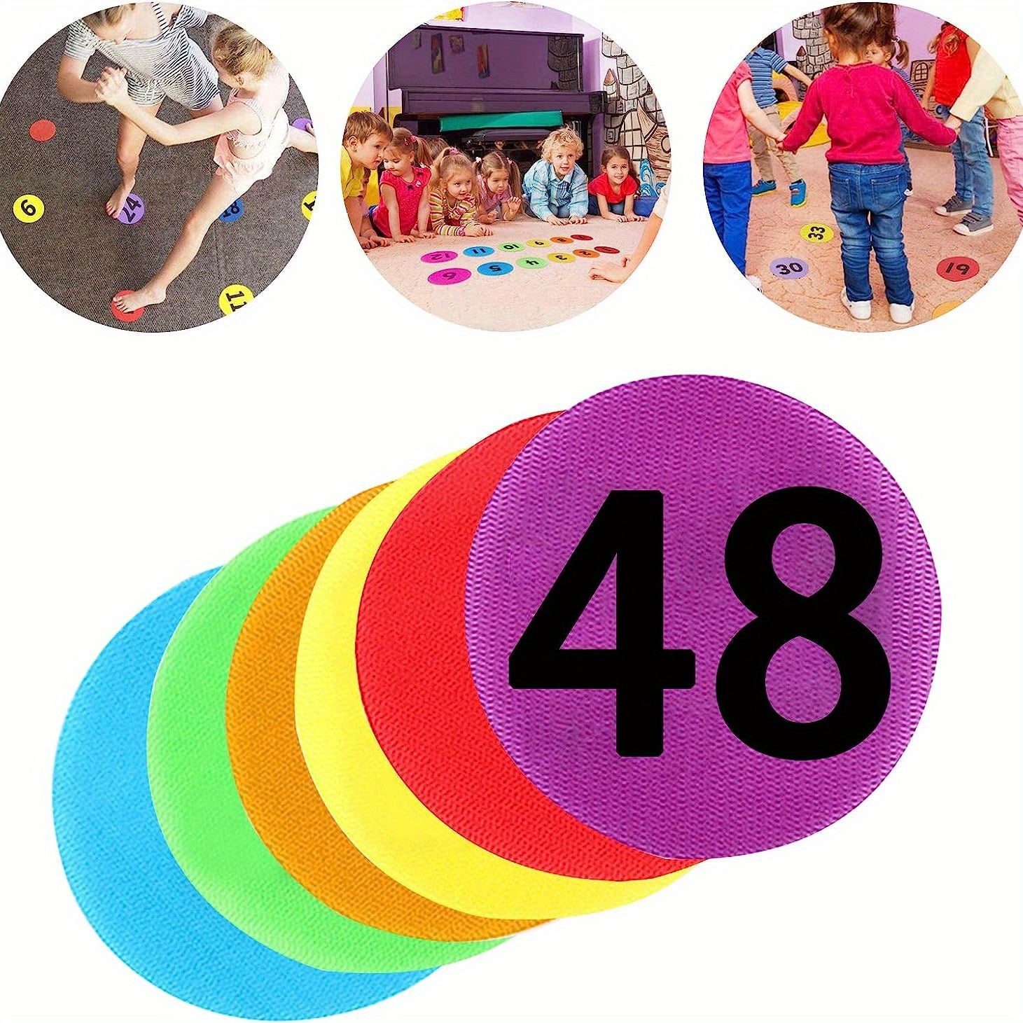 48pcs Classroom Sitting Carpet Dots 1-48 6 Colors for Teacher Supplies Preschool